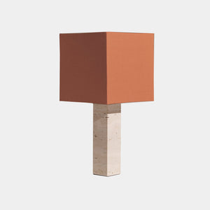 Nassi Table Lamp White Travertine / Brick Linen Roma Square Large Table Lamp